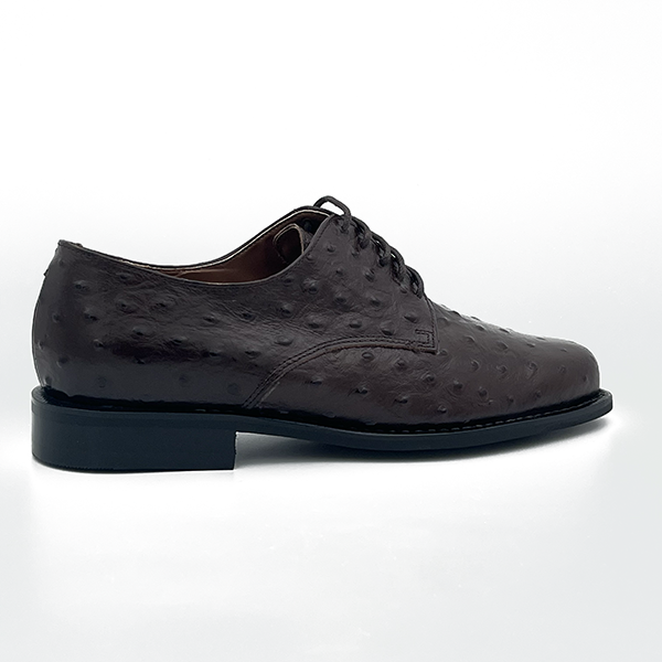 Leather Ostrich Print Lace Up - 0381