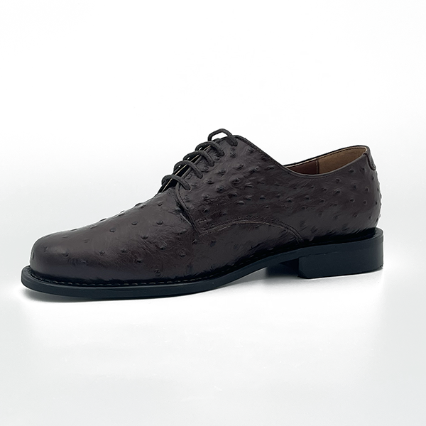 Leather Ostrich Print Lace Up - 0381