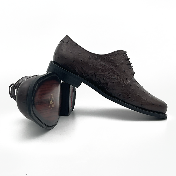 Leather Ostrich Print Lace Up - 0381