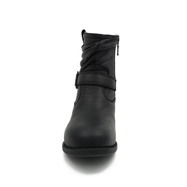 Ruched Leather Ankle Boot - 0692