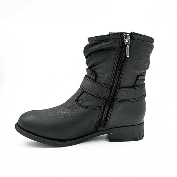 Ruched Leather Ankle Boot - 0692