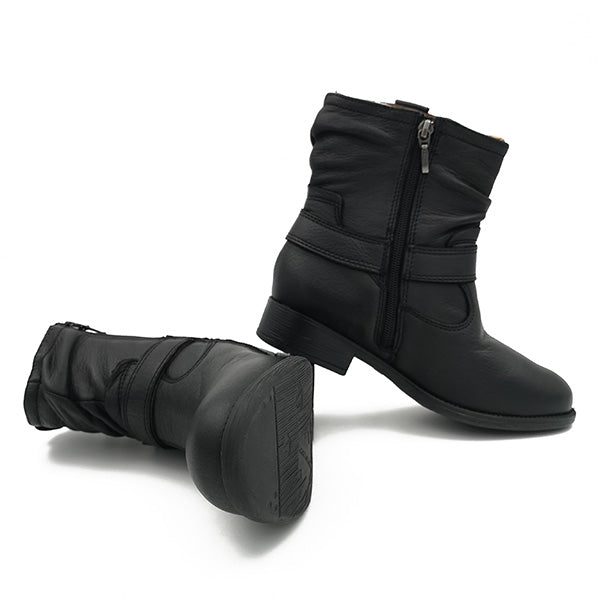 Ruched Leather Ankle Boot - 0692