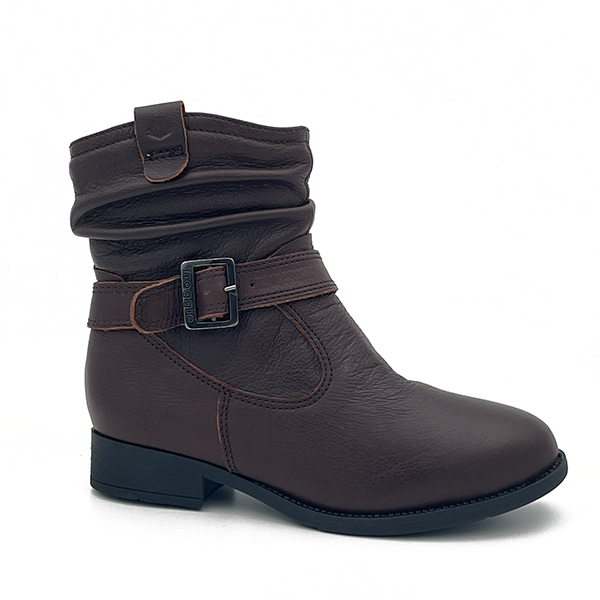 Ruched Leather Ankle Boot - 0692