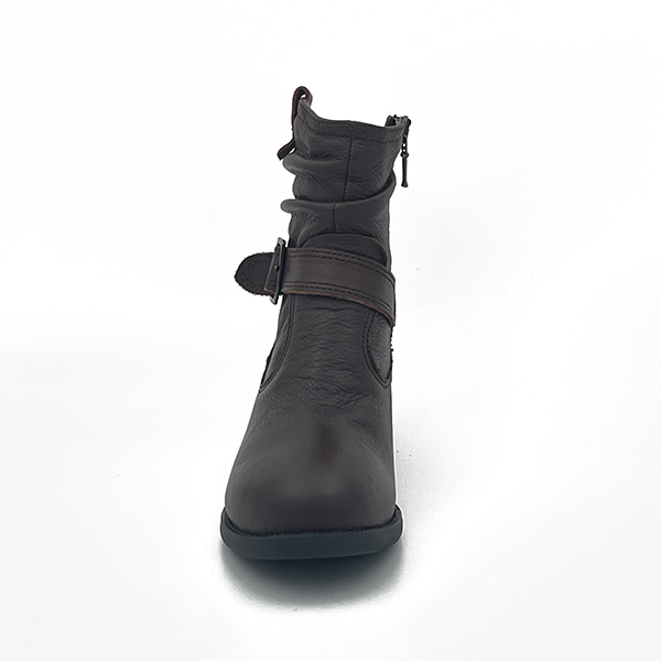 Ruched Leather Ankle Boot - 0692