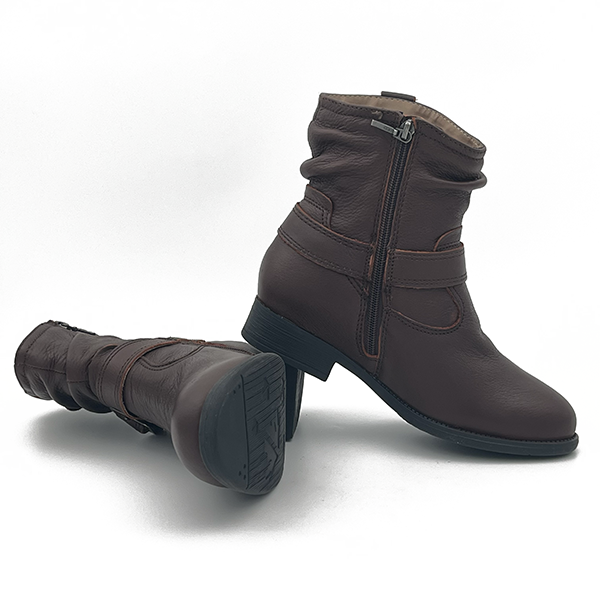 Ruched Leather Ankle Boot - 0692