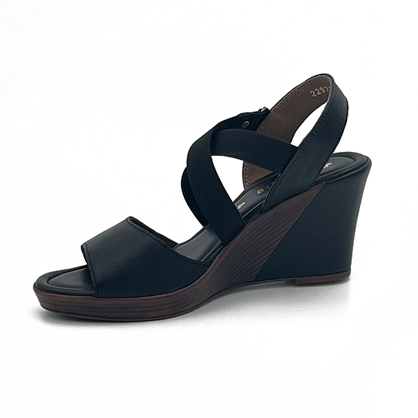 High Wedge On Platform Elastic Strap Cross Over - 0721