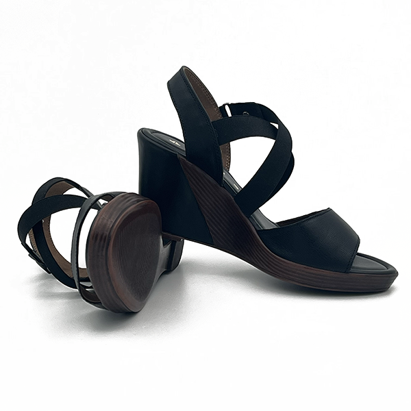 High Wedge On Platform Elastic Strap Cross Over - 0721
