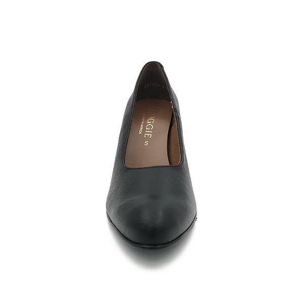 Leather Medium Heel Court - 0846