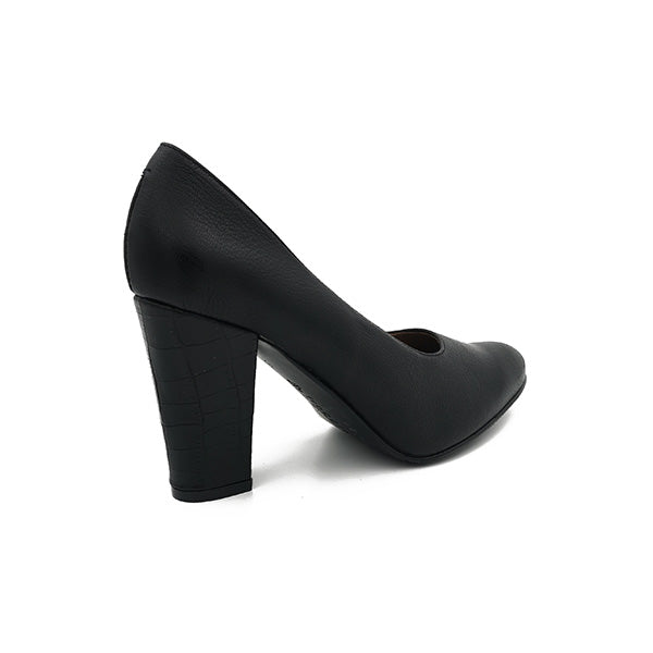 Leather Medium Heel Court - 0846