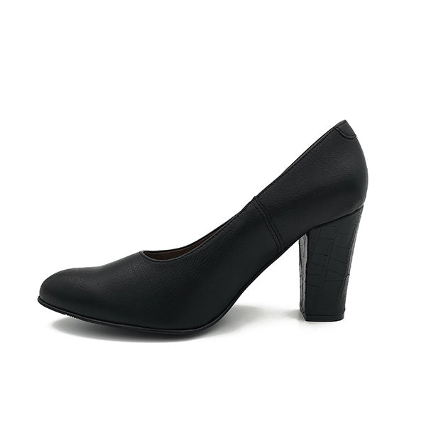 Leather Medium Heel Court - 0846