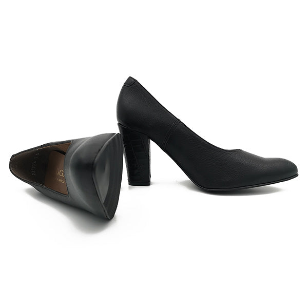 Leather Medium Heel Court - 0846