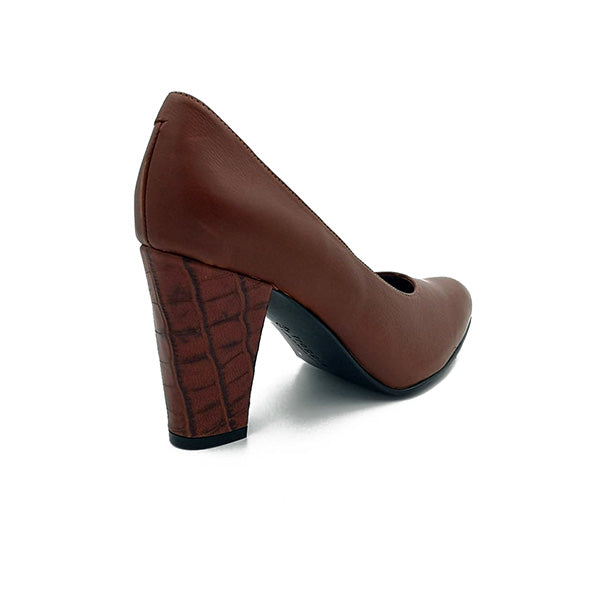 Leather Medium Heel Court - 0846