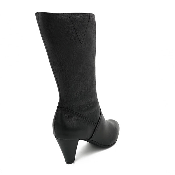 Medium Heel Leather Boot - 0871