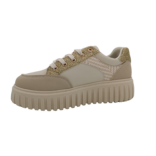 Lace Up Glitter Detail Sneaker - 0892