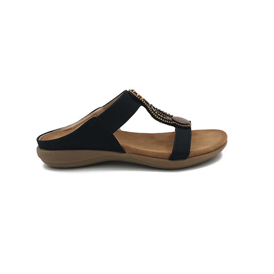 Slip On With Button Trim T Bar Sandal - 0900