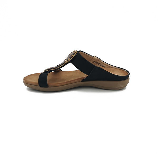 Slip On With Button Trim T Bar Sandal - 0900