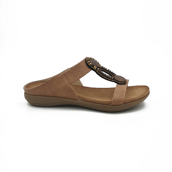Slip On With Button Trim T Bar Sandal - 0900