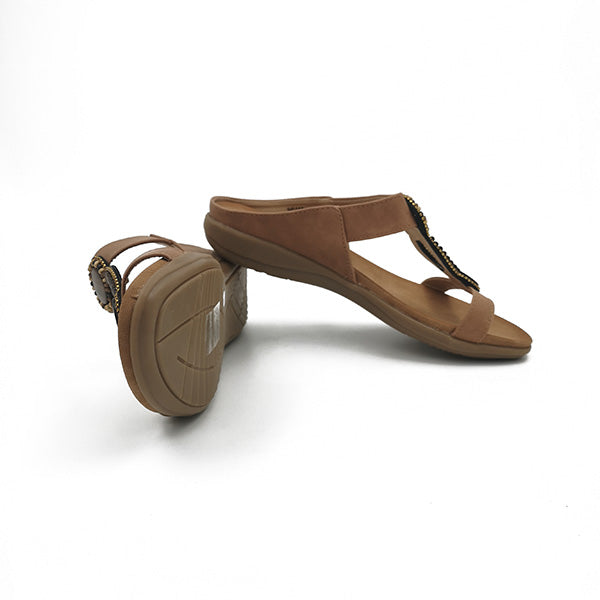 Slip On With Button Trim T Bar Sandal - 0900