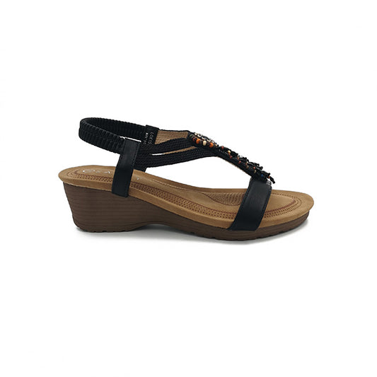 Medium Wedge With Elastic Ankle Strap Sandal - 0902