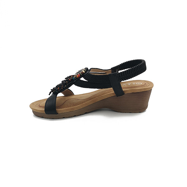 Medium Wedge With Elastic Ankle Strap Sandal - 0902
