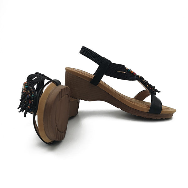 Medium Wedge With Elastic Ankle Strap Sandal - 0902