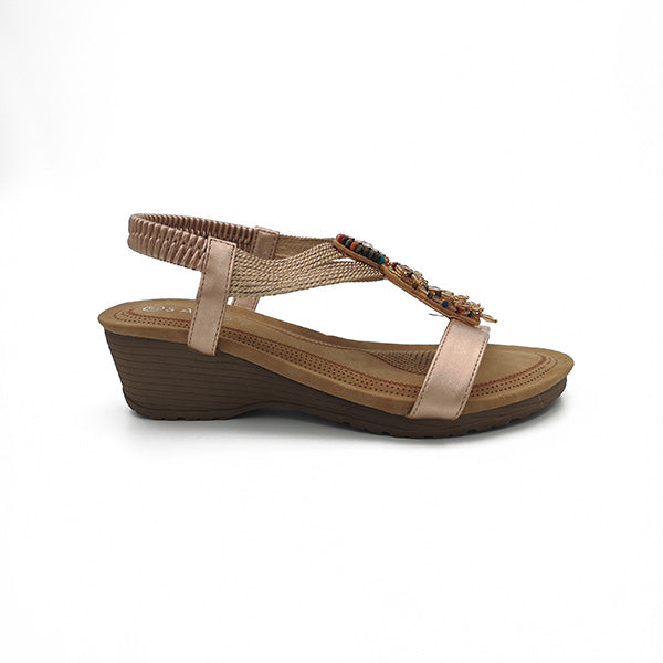 Medium Wedge With Elastic Ankle Strap Sandal - 0902