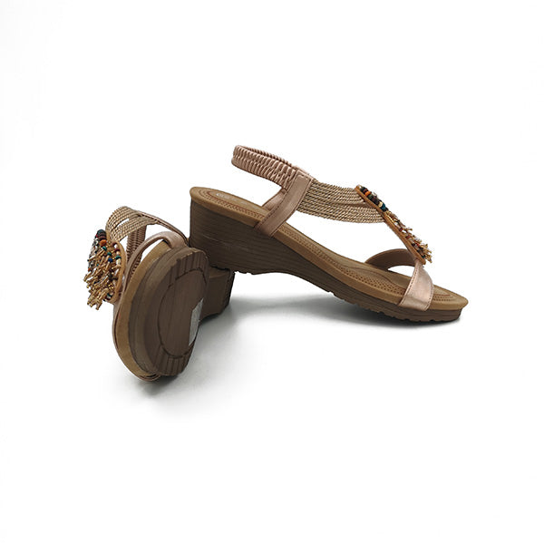 Medium Wedge With Elastic Ankle Strap Sandal - 0902