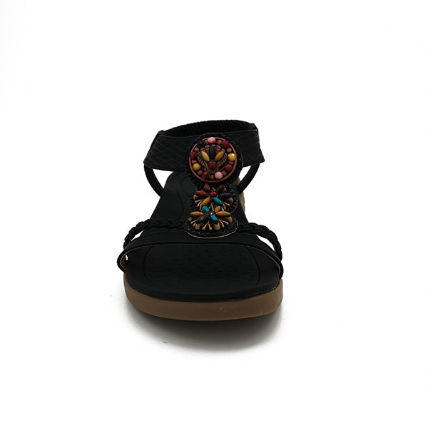 Elastic Ankle Strap Colour Bead Sandal - 0909