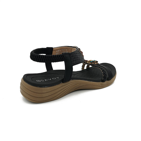 Elastic Ankle Strap Colour Bead Sandal - 0909