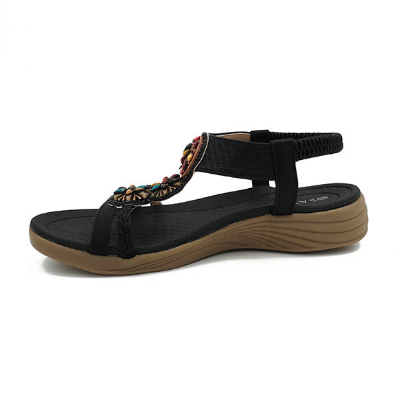 Elastic Ankle Strap Colour Bead Sandal - 0909