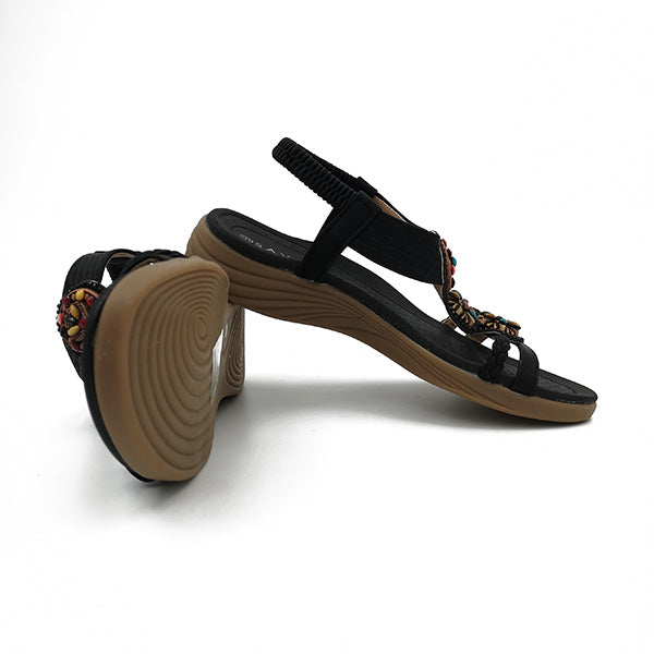 Elastic Ankle Strap Colour Bead Sandal - 0909