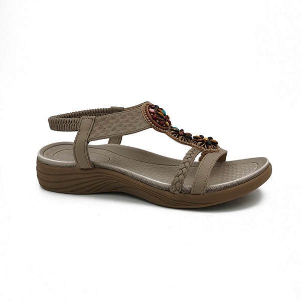Elastic Ankle Strap Colour Bead Sandal - 0909