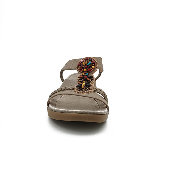 Elastic Ankle Strap Colour Bead Sandal - 0909