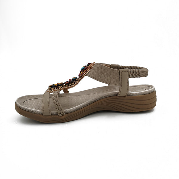 Elastic Ankle Strap Colour Bead Sandal - 0909