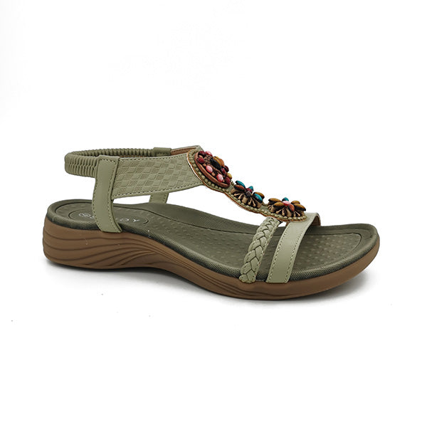 Elastic Ankle Strap Colour Bead Sandal - 0909