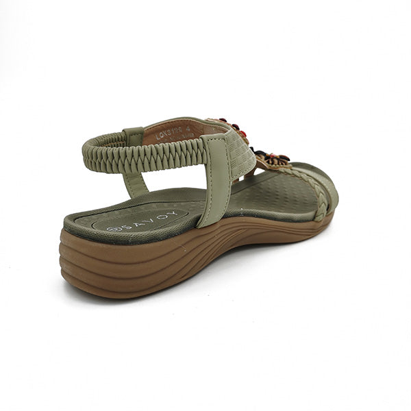 Elastic Ankle Strap Colour Bead Sandal - 0909