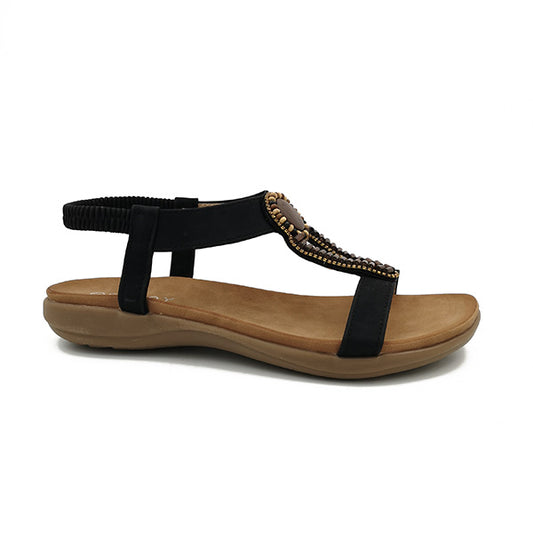 Elastic Ankle Strap Open Toe Sandal - 0910