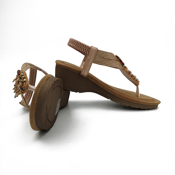Elastic Ankle Strap Wedge Sandal - 0911