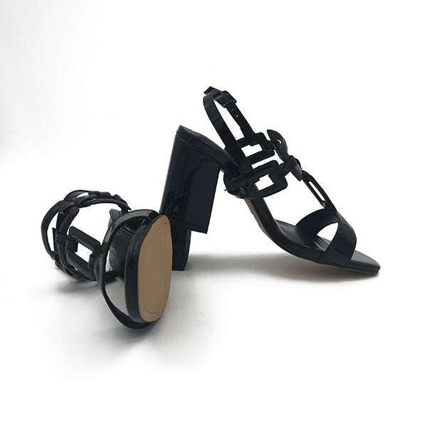 Patent Medium Heel Sandal - 0932
