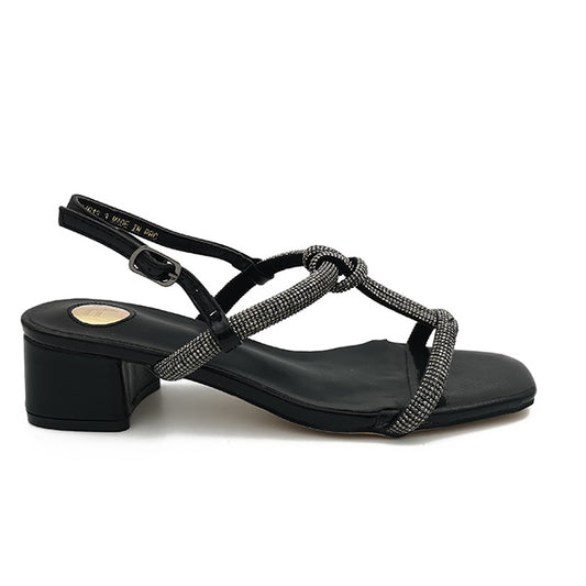 Low Heel Diamante T Bar Sandal - 0948