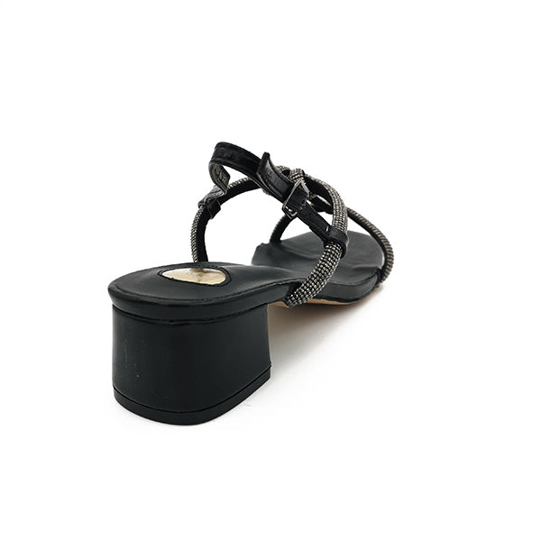 Low Heel Diamante T Bar Sandal - 0948