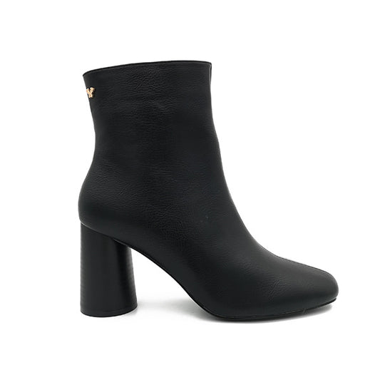 Round High Heel Side Zip Ankle Boot - 1021