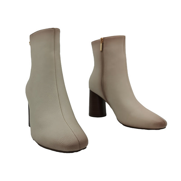 Round High Heel Side Zip Ankle Boot - 1021