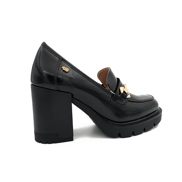 High Chunky Heel Patent Slip On - 1035