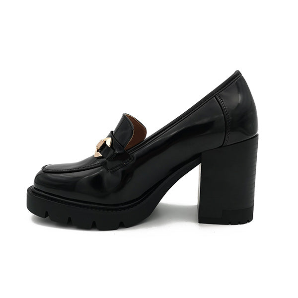 High Chunky Heel Patent Slip On - 1035