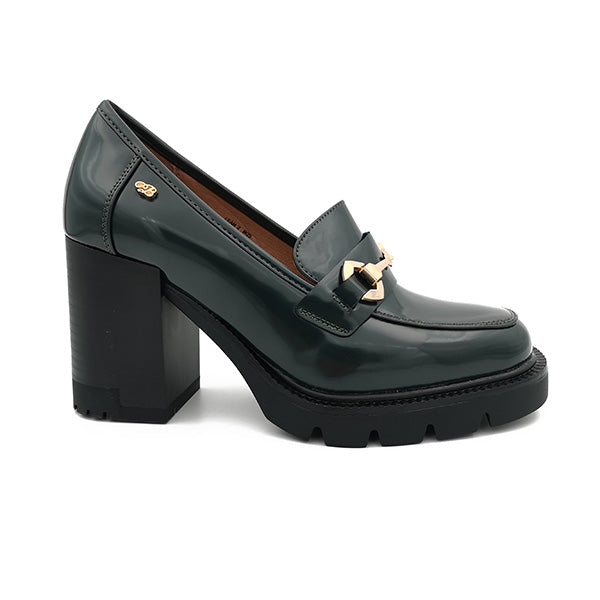 High Chunky Heel Patent Slip On - 1035