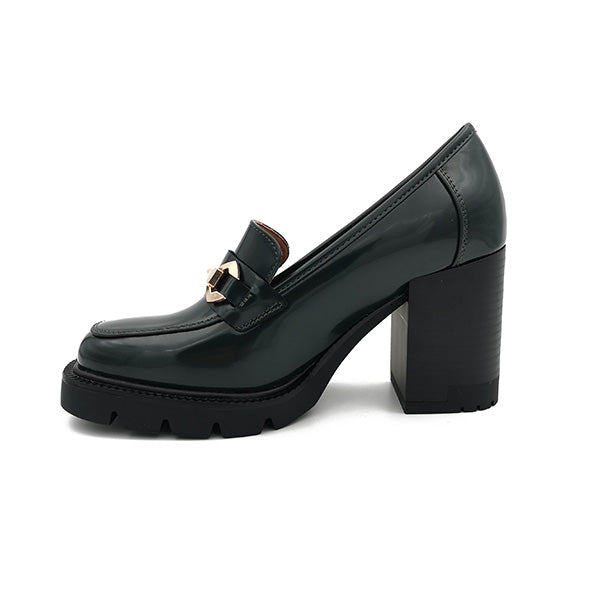 High Chunky Heel Patent Slip On - 1035