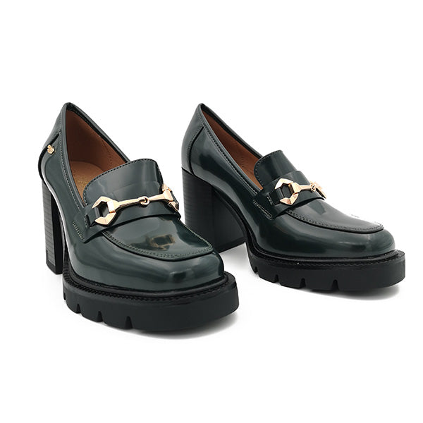 High Chunky Heel Patent Slip On - 1035