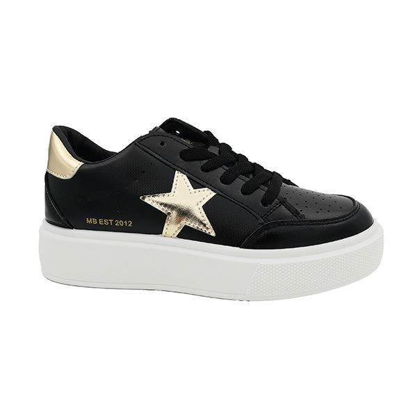 Lace Up Sneaker With Star Trim - 1036