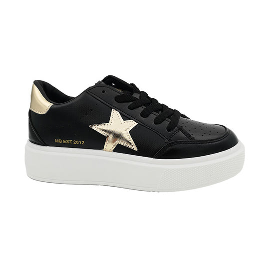 Lace Up Sneaker With Star Trim - 1036